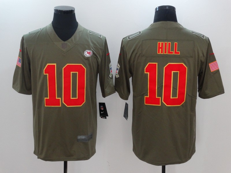 Men Kansas City Chiefs #10 Hill Nike Olive Salute To Service Limited NFL Jerseys->houston texans->NFL Jersey